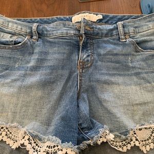 Torrid lace jean shorts